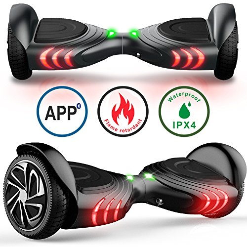 Tomoloo hoveboard with bluetooth speaker and light - black hover …
