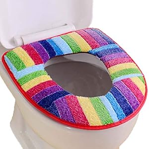 Shiwen Super zachte koraal wol deken naad toilet zitkussen dikke pluche warme hoorn vat regenboog kleur matching