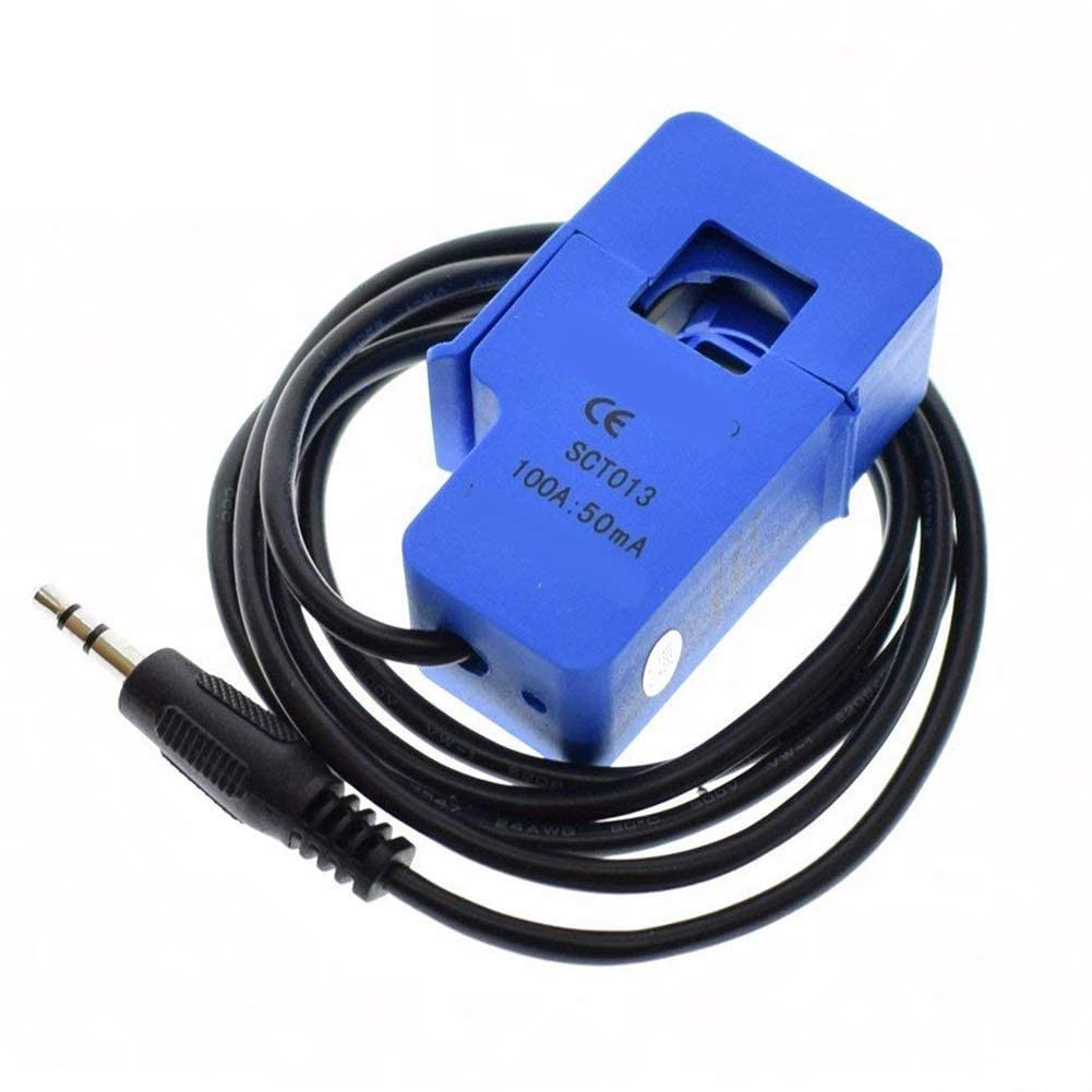 Fasizi SCT-013-000 100A Non-invasive AC Current Sensor Split Core Transformer, Corded Electric, 1.5m Lead, 150KHz Max Frequency, 50Hz Min Frequency, 3% Non-linearity, -25°C to +70°C