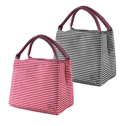 Insulated Lunch Bag, Uniwit 2 PCS Picnic Tote Bag Insulated Lunch Cooler Bag Lunch Container Travel Zipper Organizer Box for Women Men