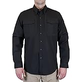 LA Police Gear Men's Long Sleeve Battle Rattle Stretch Field Shirt, Tactical Button Up Ripstop Uniform Shirt for Men