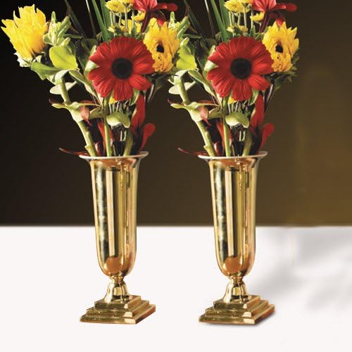 Amazon Com Brass Altar Vases W Lners 2 Pk Home Kitchen