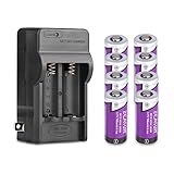 Zeasun 8 Pack 3.7V 700mAh 16340 CR123A Rechargeable Li-Ion Battery With Dual Channel 16340 Battery Charger