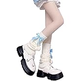 Zocvyi Cute Leg Warmers Japanese kawaii leg warmers Y2K Knitted Warm Bow Socks Lolita leg covers with Pom-Poms