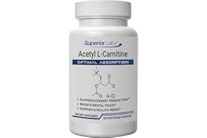 Superior Labs Acetyl L-Carnitine 500 mg, High Potency ALCAR, Pure Non-GMO, Zero Synthetic Additives, Maximum Absorption, Energy & Fat Metabolism, Brain, Nerve & Cellular Detox Support, (200 Veg Caps)