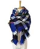 Tandisk Soft Warm Tartan Plaid Scarf Shawl Cape Blanket Scarves Fashion Wrap Blue