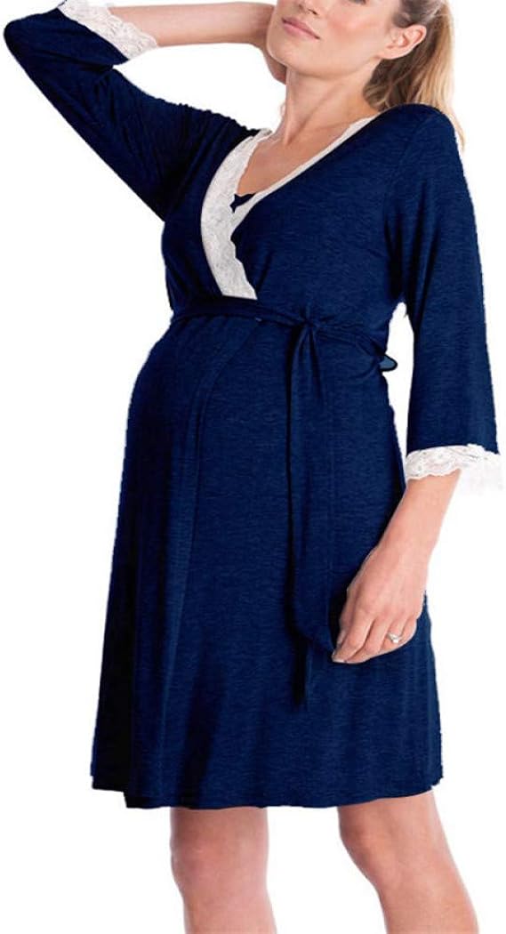 YUHUALI Women's Robe Maternity Sleepwear Pregnancy Nightgown Nursing