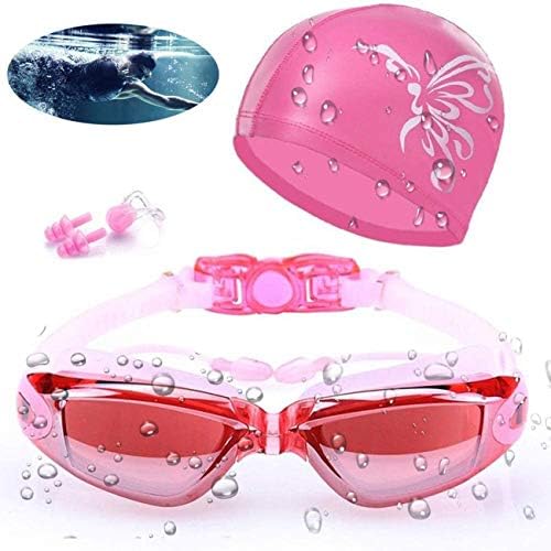 Monico Swim Goggles and Cap Set, UV 400 Protection Lenses Clear Anti
