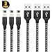 Ofuca EET-6584 USB Charging Cable, 4-Pack 3FT Phone Charger, Fast Charger Nylon Braided Cord Compatible with 8/ 8 Plus/ 7/ 7 Plus/ 6s/ 6s Plus (Black+White)