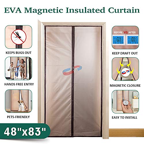 Magnetic Thermal Insulated Door Curtain for Air Conditioner Room/Kitchen Enjoy Your Cool Summer, Keeping Out Draft and Cold Air Screen Door Auto Closer Fits Doors Up to 46" x 82" MAX - Thumbnail 7