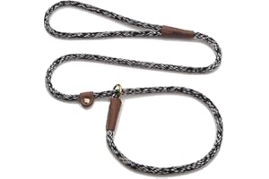 Mendota Pet Slip Leash - Dog Lead and Collar Combo - Made in The USA - Salt & Pepper, 3/8 in x 6 ft - for Small/Medium Breeds