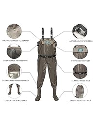 Tung Hsing Lon Fishing Waders de cofre de pesca para hombres con botas de bota de caza Waders de caza Calzoncillos de pesca impermeable y transpirable
