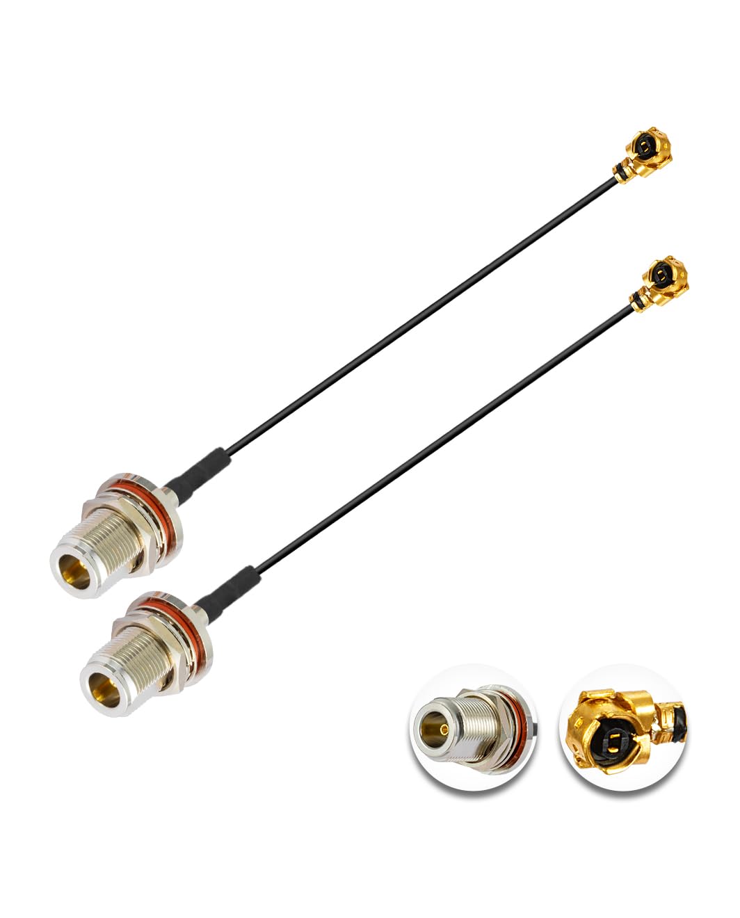 Vecys 2PCS U.F.L1 to N Type Female Low Loss Coaxial Cable 2" /5CM U.F.L1 1.13mm Mini-Coaxial Pigtail Cable for Wireless Routers Mini PCIE Network Cards PCI Wi-Fi WAN Repeater