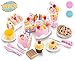 Seoaura Pretend Play Toys for Kids - DIY Cutting Birthday Cake Food Toy Set of 75PCS for Children Early Education - Safe & Non-Toxic (Pink)