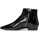 XYD Women's Formal Pointed Closed Toe Flats Ankle Boots Low Heel Booties Office Dress Shoes with Double Side Zippers