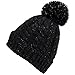 Women Knit Hat Winter Beanie with PomPom Slouchy Hats Skull Cap Thick Fleece Lining (black)