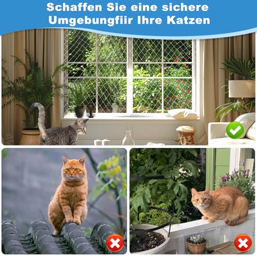 Cat Balcony Netting, 3 x 8 m Transparent Cat Protective Net for Securing Balconies, Terraces, Windows, Skylights and Doors