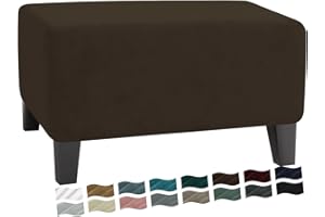MAXIJIN Velvet Ottoman Slipcover Oversized Stretch Square Rectangle Footstool Slipcover Folding Storage Ottoman Covers for Living Room with Elastic Bottom (Ottoman X-Large, Dark Coffee)