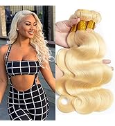 Brazilian Body Wave Bundles 613 Blonde 3 Bundles (14 16 18)100% Unprocessed 613 Blonde Human Hair...