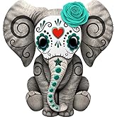 Teal Blue Day of The Dead Sugar Skull Baby Elephant Window Truck Car Vinyl Bumper Sticker Decal 5'' x 4''