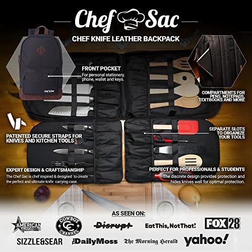 Chef Knife Bag Leather Finish Backpack Premium Knife Storage & Chef