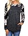 Faddare Tunic Sweatshirts, Long Raglan Shirt Grey Womens Cowl Neck Sweater,Black 2XL