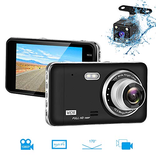 Dual Dash Cam Front and Rear, Full HD 1080P Dash Camera for Cars with Night Vision, 170° Wide Angle Lens Car Video Camera with 4