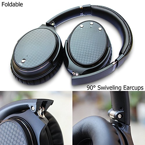 GD1 Bluetooth Wireless Active Noise Cancelling Headphones with Built-in Mic, 15 hrs of Music Playback, HiFi Stereo Over-Ear Headset for All 3.5 mm Jack Devices- Dark Grey/Black