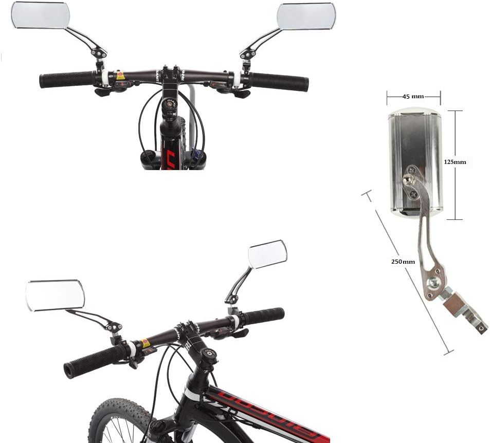 Extrbici Bike Rear View Mirror Reflector Aluminum Alloy Stable Mounting Base Clear Convex Lens 360 Degree Multi-angle Flexible Rotation 22.2mm Mount for Most Bikes Handlebar (Silver) - Image 5