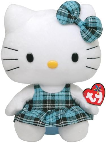 Ty Beanie Buddy Hello Kitty - Aqua Plaid (Medium)