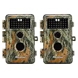 [2020 Upgrade]2-Pack Game Trail Deer Cameras 16MP Full HD 1080P Video with Night Vision Motion Activated Waterproof No Glow Infrared Camo Wildlife Hunting Cam Time Stamp Time Lapse Photo & Video Model