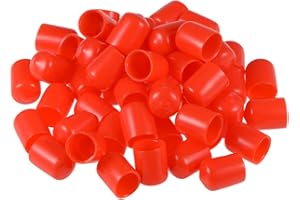 uxcell 50pcs Rubber End Caps 5/8"(16mm) ID Vinyl Vinyl Round Tube Bolt Cap Cover Screw Thread Protectors Red