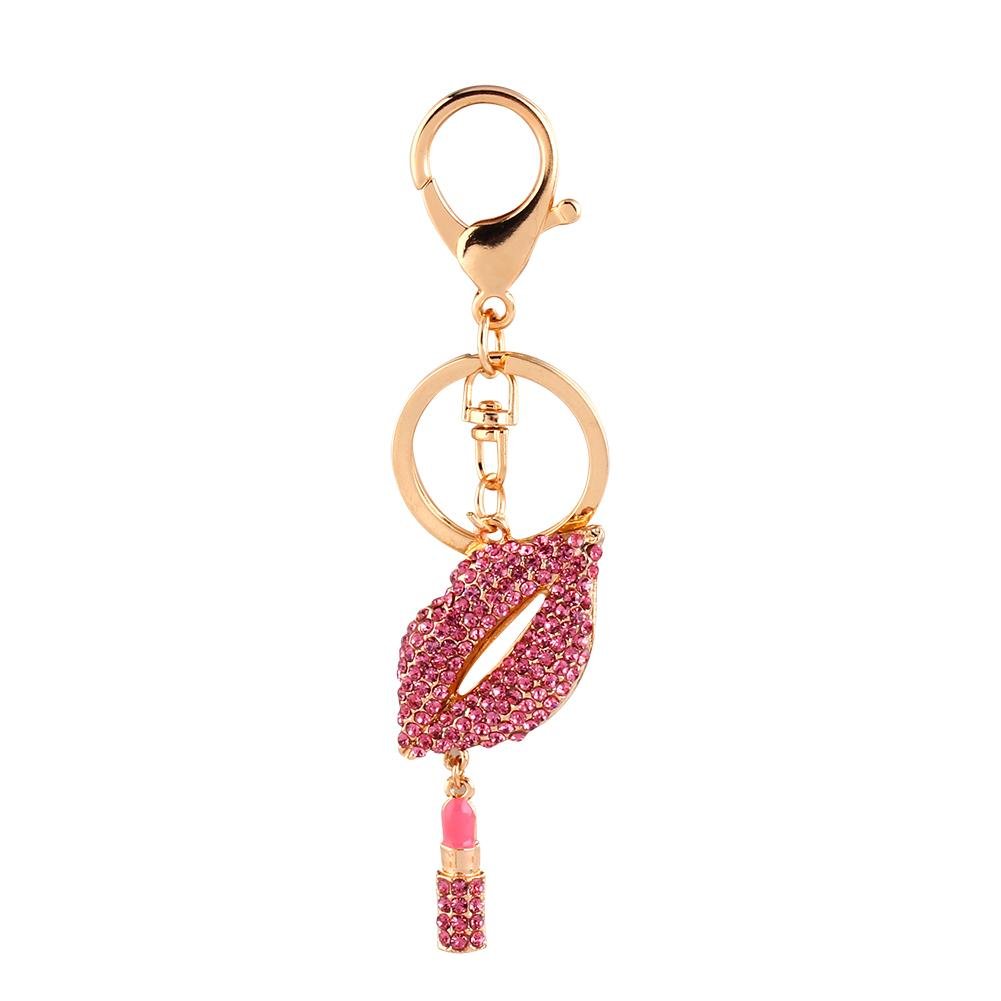 HEEPDD Lipstick Key Chain, Crystal Lipstick Charm Rhinestone Keychain for Women Girls Ladies Purse Bag Pendant Accessory
