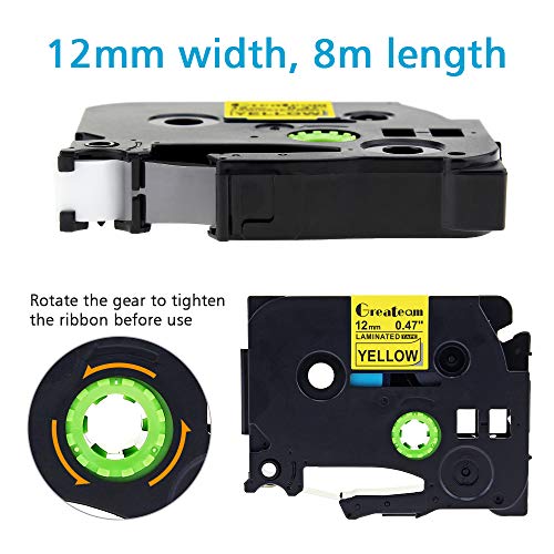 Greateam Compatible Label Tape Replacement for Brother P-Touch TZe Yellow Tape TZe-631 TZ-631 TZe631 P-Touch 12mm 0.47" Label Maker Tape, for Brother PT-D210 PT-1290 PT-1890 PT-D600 PT-D400, 4-Pack