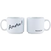 Personalization Universe Italian Expression Personalized Espresso Stackable Mug &ndash; Custom 4oz Ceramic Cup with Text on Back &ndash; White &ndash; Dishwasher &amp; Microwave Safe