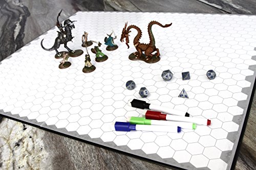 Forged Dice Co. Role Playing Dry Erase Game Board 26"x23" Foldable Vinyl Mat Alternative Square & Hex Pattern Compatible with RPG Games Dungeons and Dragons Pathfinder D&D DnD INCLUDES 4 Markers