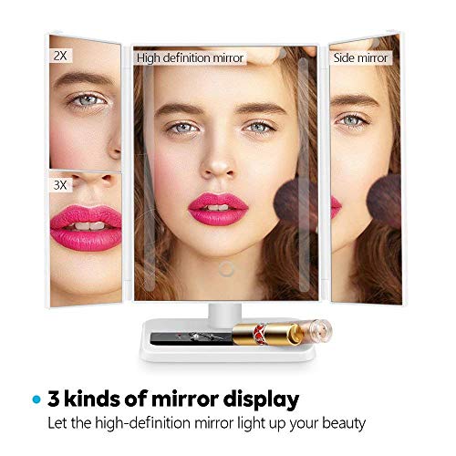 image for AOFU Light cosmetic mirror, portable travel toilet glass, 24 LED and a
