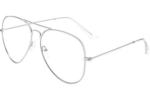 Dollger Aviator Clear Lens Glasses Non-prescription Eyeglasses Metal Frame for Women Men (3025 silver)