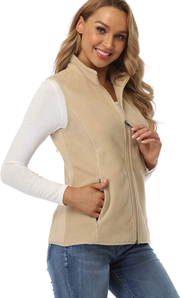 fuinloth Women's Fleece Vest, Polar Soft Sleeveless Classic Fit with Zip up Pockets at  Women's Coats Shop