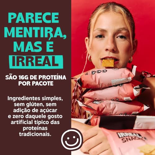 Irreal Snacks, Snack Proteico Salgado, Sabor Tomate Seco, 40g, Feito com Batata Doce, Caseinato de Cálcio e Proteína de Arroz