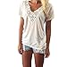 IEason Women Blouse Women Summer Vest Top Short Sleeve Blouse Casual Tank Tops T-Shirt Lace (L, White)
