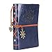 EvZ Leather Writing Journal Notebook, 7 Inches Vintage Nautical Spiral Blank String Diary Notepad Sketchbook Travel to Write in, Unlined Paper, Retro Pendants, Classic Embossed, Dark Blue