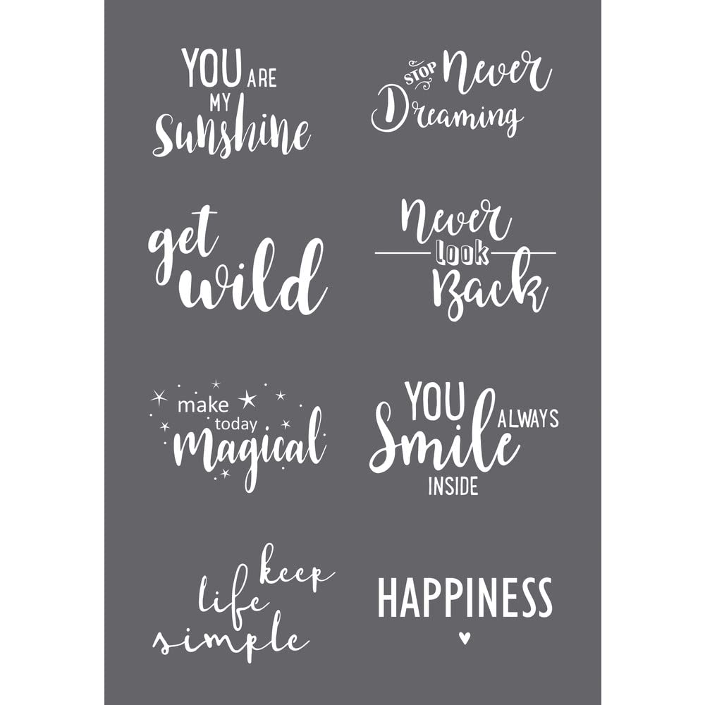 Rayher 45138000 Set of Mask Stencil and Craft Squeegee for Paper Crafts, Card Making and Painting, Reusable Silk Screen Template with Encouraging Phrases, 14.8x21cm