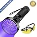 UV Black Light Flashlight, Super Bright 100 LED 395nm Pet Dog Cat Urine Detector light Flashlight for Pet Urine Stains, UV Blacklight Flashlight with UV Sunglasses for Bed Bugs Scorpions, Home Hotel