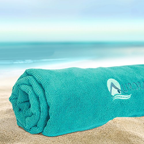 Aurorae Sport and Swim Towel Aqua for Beach, Pool, Travel, Microfiber, Super Absorbent, Extra Large, Lightweight (Kauai Coast) - Thumbnail 2
