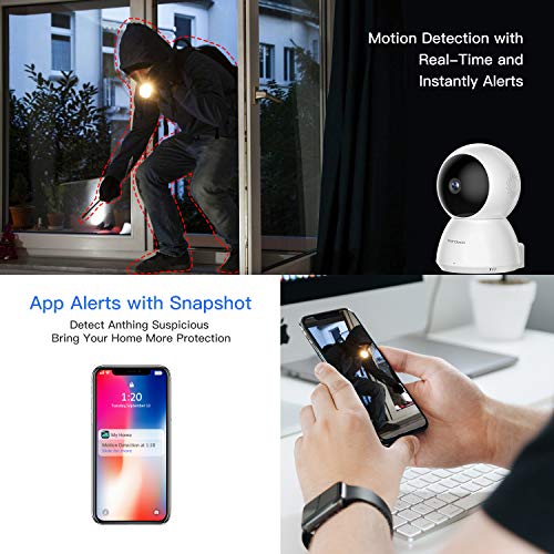 wandwoo IP Camera, 1080P Security Camera Wireless (2.4GHz WiFi),Night Vision,Two-Way Audio,PTZ Control,Home Security Camera for Baby/Pet/Nanny/Elder Monitor