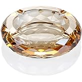 Crystal Glass Ashtray, Cigar Cigarettes Ashtray Holder Home Office Desktop Tabletop Decoration,Crystal Gold