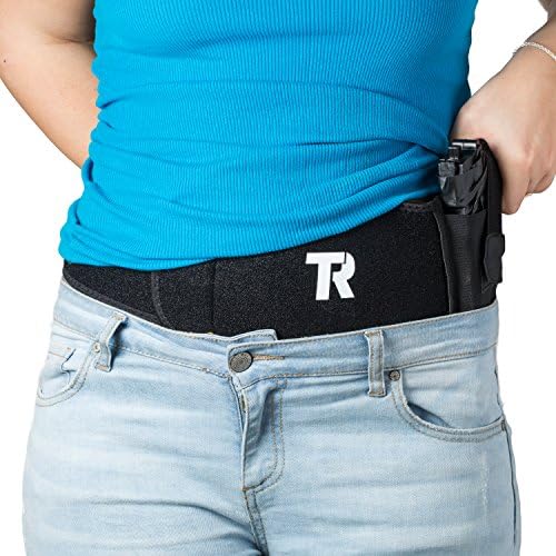 Belly Band Holster for Concealed Carry for Men & Women - Adjustable 42” Gun Belt for Pistols, Revolvers & Handguns - Noiseless Fast-Opening Snap & Anti-Sweat Cotton Lining (LEFT)
