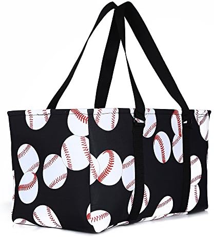 lo lord Baseball Tote Bag Utility Weekender Tote Open Top Extra Large Beach Tote Perfect for Travel Pool Beach and Car Organizer (Baseball white)