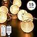 Lantern String Lights, DecorNova 10 Feet 15 LEDs Chinese Oriental Style Nylon Ball String Lights with Remote & UL Power Adapter for Christmas Fireplace Wedding Bedroom, Warm White
